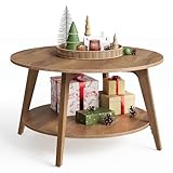 VASAGLE Couchtisch rund, Wohnzimmertisch 2 Ebenen, Kaffeetisch für Wohnzimmer,...
