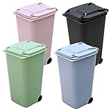 4 Stück Tischmülleimer mit Deckel, Mini Mülleimer, Mini Plastik Tisch...
