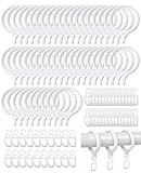 50 Stück Vorhangringe Gardinen Ringe with 50 Gardinenhaken, Kunststoff Vorhang...