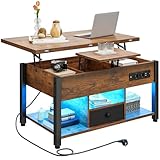 YITAHOME Couchtisch mit Höhenverstellbarer, 4-in-1-Multifunktions-Couchtisch...