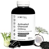 Aktivkohle 2400 mg. 240 vegane Kapseln für mehr als einen Monat Behandlung....