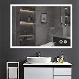 YOLEO Badspiegel mit Beleuchtung 80x60cm, Wandspiegel mit Steckdose,...