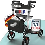 ELONEO Rollator faltbar und leicht mit Sitz, Leichtgewicht-Reiserollator aus...