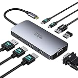 Docking Station 2 Monitor, USB C Hub 8 in 1 Laptop Dockingstation DisplayPort...