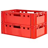2 Stück E2 Fleischkisten Rot Kisten Eurobox Lebensmittelecht Metzgerkiste Box...