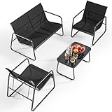 Bealife Gartenmöbel-Set, 4-teilig, aus Metall und Textilene, mit 3 Sesseln und...