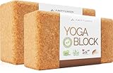 Yoga Block 2er Set Kork - EXTRA Yoga HEFT im Set - 100% Natur Hatha Klotz...