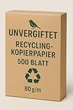 Unvergiftet Recycling-Kopierpapier, 500 Blatt, 80g/m², Naturbraun,...