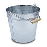 Deko Zinkeimer mit Holzgriff - Silber / 10 L - Metall Eimer zum Bepflanzen oder...