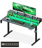 OffiGo Höhenverstellbarer Schreibtisch, 140cm Gaming Tisch mit RGB LED &...