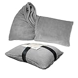 Delindo Lifestyle 2in1 Kuscheldecke Travel grau, 135x200 cm, flauschig weiches...