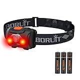 BORUIT LED Stirnlampe - Kopflampe Rotlicht AAA-Batterie superhelle...