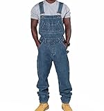 Herren Jeans Jeans Latzhose Herren Baggy verstellbare lässige Overalls Loose...