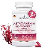 Bandini® Pure Astaxanthin 18 mg pro Kapsel, 270 Kapseln, 9 Monate Vorrat (1...