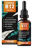 Vitamin B12 Tropfen - 1800 Tropfen (50ml) - bioaktives Methylcobalamin B12 -...