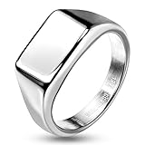 Paula & Fritz® Ring Damen Siegelring Rechteck Silber 316L Chirurgenstahl...