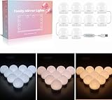 Akynite Spiegelleuchte Hollywood 10 LED Birnes mit Adapter, 3 Farbwechsel & 10...