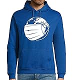 shirt84 Erde mit Mundschutz Männer Kapuzen Hoodie Blau Royal S