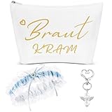 Xuniea 3er Set Braut Geschenke Braut Kosmetiktasche Hochzeit Strumpfband...