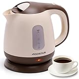 Aigostar Wasserkocher Klein 1 Liter Braun - Kompakt & Leicht Reisewasserkocher...
