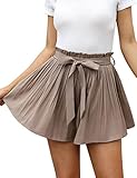 Clearlove Damen Shorts Elegant Lässige Bindegürtel High Waist Locker Hosenrock...