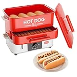 HOT DOG WORLD - Großer Hot Dog Maker mit Brötchenwärmefach - Hot Dog Party...