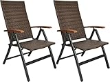 BRUBAKER 2er Set Polyrattan Gartenstuhl Modena - Hochlehner aus Metall und Poly...