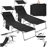 tectake® 2er Set Sonnenliege klappbar und tragbar, Liege mit Seitentasche,...