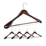 Relaxdays, braun Anzug Kleiderbügel, 5er Set, breite Schulter, 360° drehbarer...