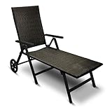 Aluminium Polyrattan Rollliege verstellbare Relaxliege 120 kg belastbar...