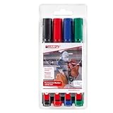 edding 300 Permanentmarker - schwarz, rot, blau, grün - 4 Stifte - Rundspitze...