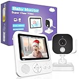 OBVHNUA Babyphone mit Kamera 2,8 Zoll Video-Babyphone 720p LCD babyfon mit...