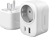 Reisestecker Adapter USA Deutschland Stecker USA Adapter Steckdose mit USB A & C...