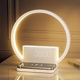 RETEYUNG Nachttischlampe mit 10W Kabelloser Ladefunktion,2 Wecker...