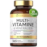Multivitamin Tabletten Hochdosiert mit 28 Vitamine & Mineralien | 365 Vegane Stk...