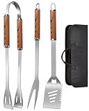 Grillbesteck Set, 3-teilig Edelstahl Grill Zubehör mit Tragetasche, Umfassendes...
