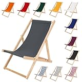 IMPWOOD Liegestuhl grau,Strandstuhl aus Holz,bis 100 kg,klappbar,Liege aus...