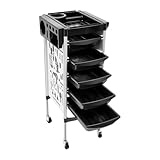 JJsdwin Friseurwagen Rollwagen, Bedienungswagen mit 5 Schubladen und Rollen,...