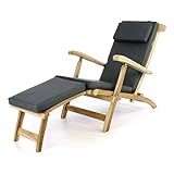 Divero eleganter Deckchair Florentine Liegestuhl Steamer Chair Teakholz...