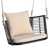 GIANTEX Hängesessel Outdoor, Hängestuhl aus Rattan & Metallrahmen, Hängesitz...
