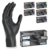 90x ARNOMED Einweghandschuhe Schwarz, Einmalhandschuhe XXL, Nitril Handschuhe...