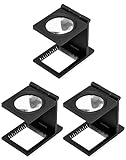 QWORK® 3 Stück Mini klapplupe, 10X Bildschirmlupe mit Maßstab, fadenzähler...