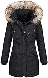 ONLY Damen Jacke Winterparka Iris Mantel mit Fellkapuze 15181307 Black XL