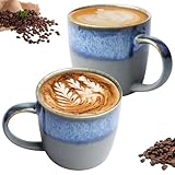 Cappucino Tassen Set, 2er-Pack Keramik Kaffeetassen, Kaffeetasse aus Porzellan,...