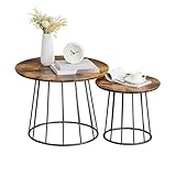 VASAGLE Couchtisch rund, 2er Set, modern, runder Beistelltisch, mit...