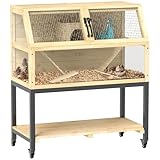 PawHut Zwerghamsterkäfig aus Holz, 87 x 43 x 101 cm Nagerkäfig mit...