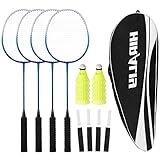 HIRALIY Badmintonschläger für Spiele im Freien, leichtes Badminton 4er-Set...
