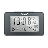 Mebus digitaler Funk-Wecker mit Mondkalender, Beleuchtung, Innenthermometer, 2...