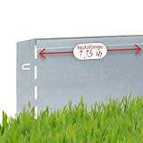 bellissa – Rasenkante Metall verzinkt 118x19,5 cm, Nutzlänge 1,15m - Flexible...