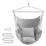 SONGMICS Hängesessel, Hängeschaukel, Hängestuhl mit 2 Kissen, Metallkette,...